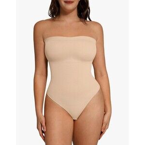 Lover-Beauty Shapewear Tummy Control Strapless Bodysuit Thong Body Shaper